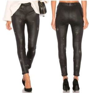 NEW Free People Embellished Vegan Skinny Pant Leggings Sz 27 Black Pull On Stud